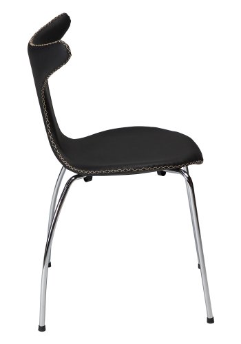 DAN-FORM Dolphin spisebordsstol - sort lder og krom stl