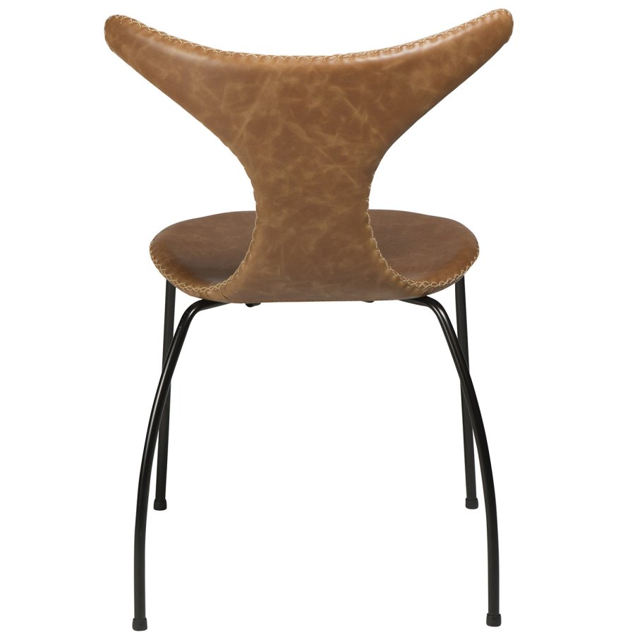 DAN-FORM Dolphin spisebordsstol - lysebrun lder og sort stl