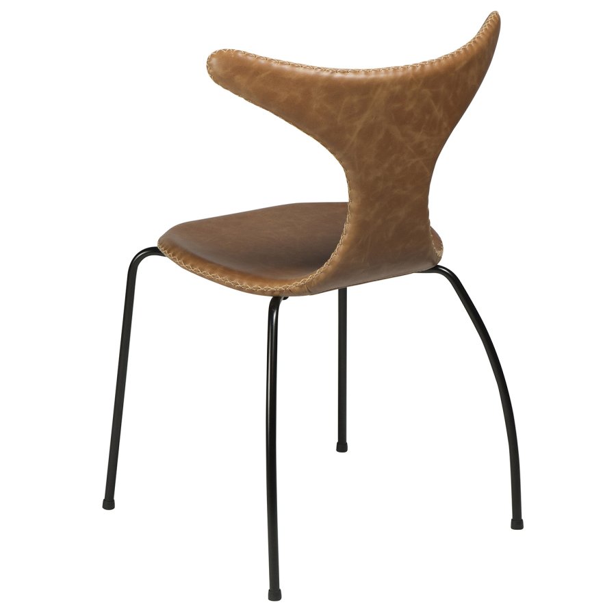 DAN-FORM Dolphin spisebordsstol - lysebrun lder og sort stl