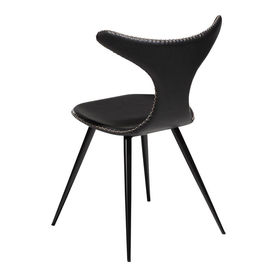 DAN-FORM Dolphin Esszimmerstuhl – Vintage schwarzes Kunstleder und schwarzer Stahl