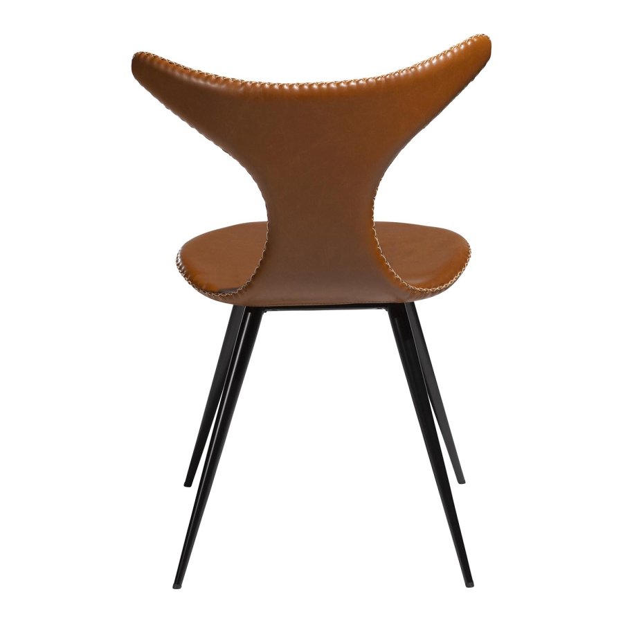 DAN-FORM Dolphin Esszimmerstuhl – Vintage hellbraunes Kunstleder und schwarzer Stahl