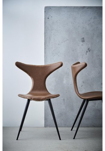 DAN-FORM Dolphin Esszimmerstuhl – Vintage schwarzes Kunstleder und schwarzer Stahl