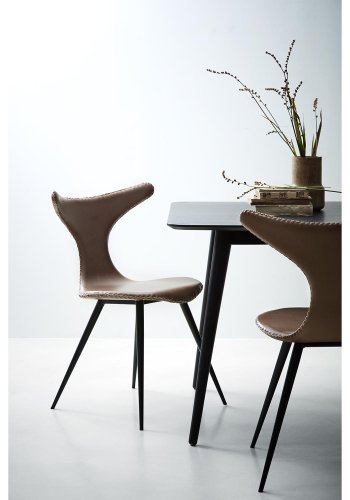 DAN-FORM Dolphin Esszimmerstuhl – Vintage schwarzes Kunstleder und schwarzer Stahl