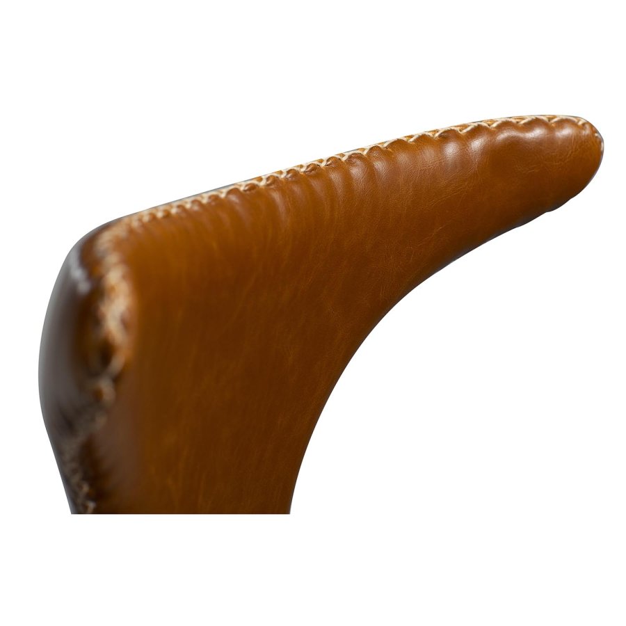 DAN-FORM Dolphin barstol, med ryggsttte og fotsttte - vintage lysebrunt kunstskinn og svart stl