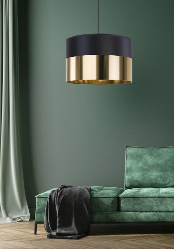 TK London taklampe - gull, svart stoff og sort metall