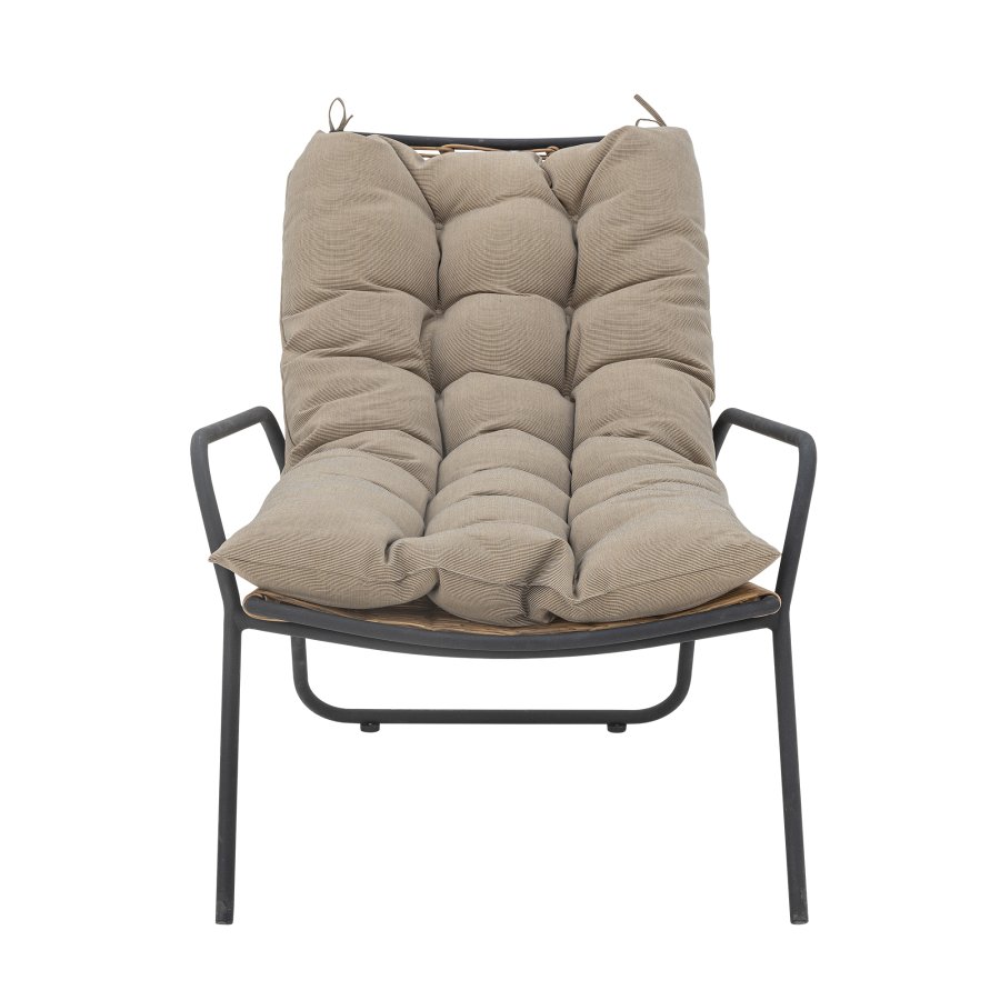 BLOOMINGVILLE Boel Liegestuhl, mit Hocker und Kissen - Naturgeflecht und schwarzes Metall