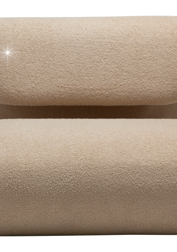 DANFORM Dubna Loungesessel - matt mandelfarbener RPES Bouclé-Stoff mit Glitzer