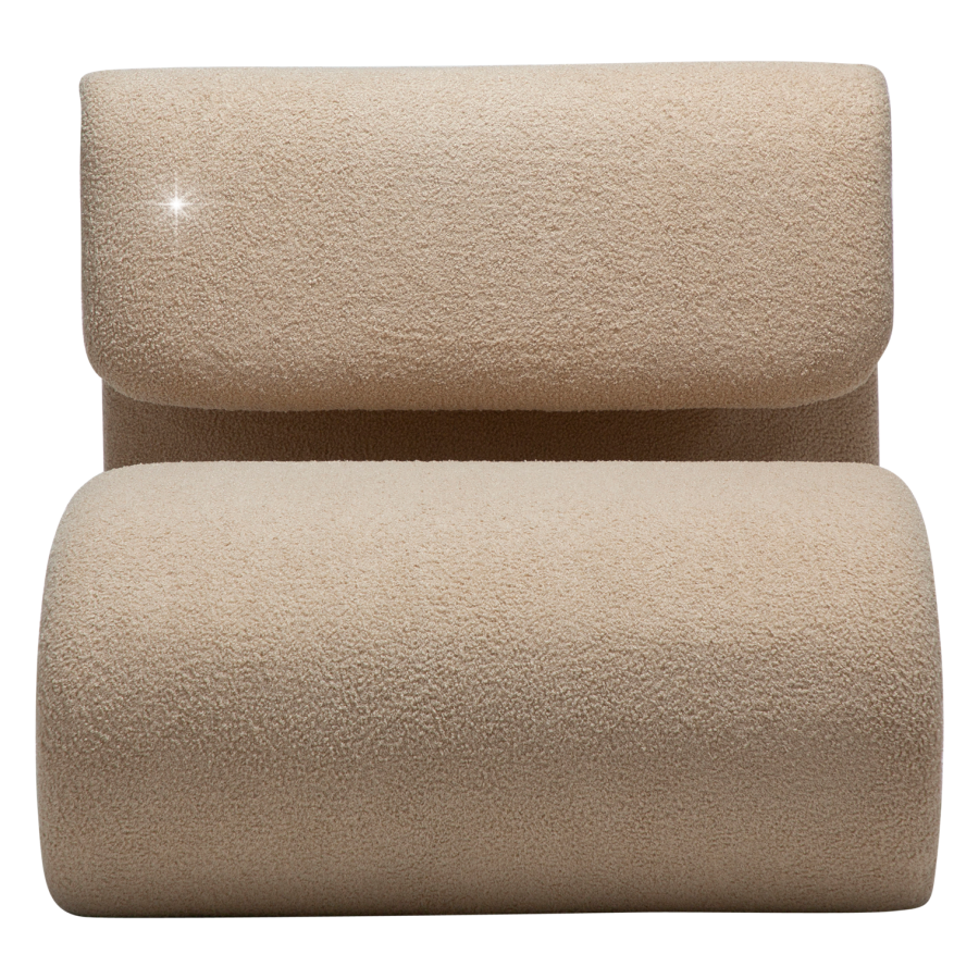 DANFORM Dubna Loungesessel - matt mandelfarbener RPES Bouclé-Stoff mit Glitzer