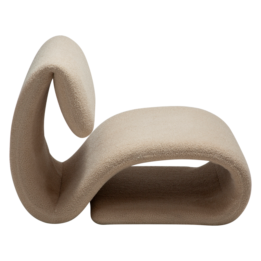 DANFORM Dubna Loungesessel - matt mandelfarbener RPES Bouclé-Stoff mit Glitzer