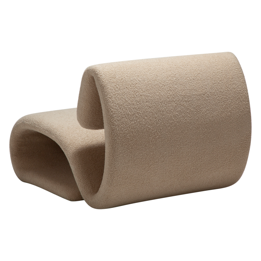 DANFORM Dubna Loungesessel - matt mandelfarbener RPES Bouclé-Stoff mit Glitzer