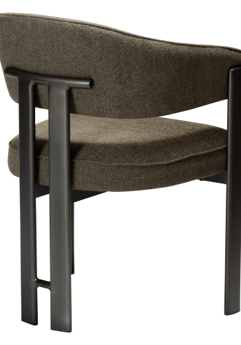 DAN-FORM Duct spisebordsstol, m. arml�n - m�rk olivengr�n boucl� stof og antik tin metal