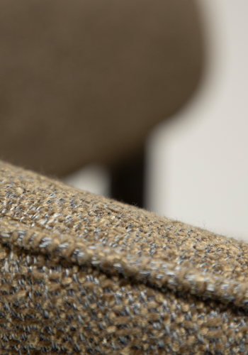 DAN-FORM Duct spisebordsstol, m. arml�n - m�rk olivengr�n boucl� stof og antik tin metal