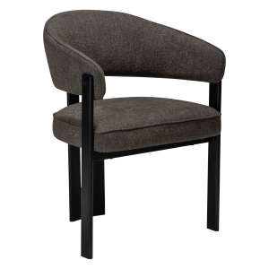 DAN-FORM Duct spisebordsstol, m. arml�n - major brun boucl� stof og sort metal