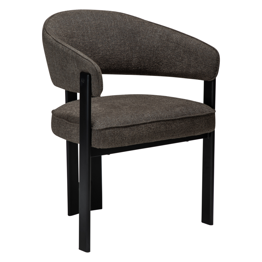 DAN-FORM Duct spisebordsstol, m. arml�n - major brun boucl� stof og sort metal