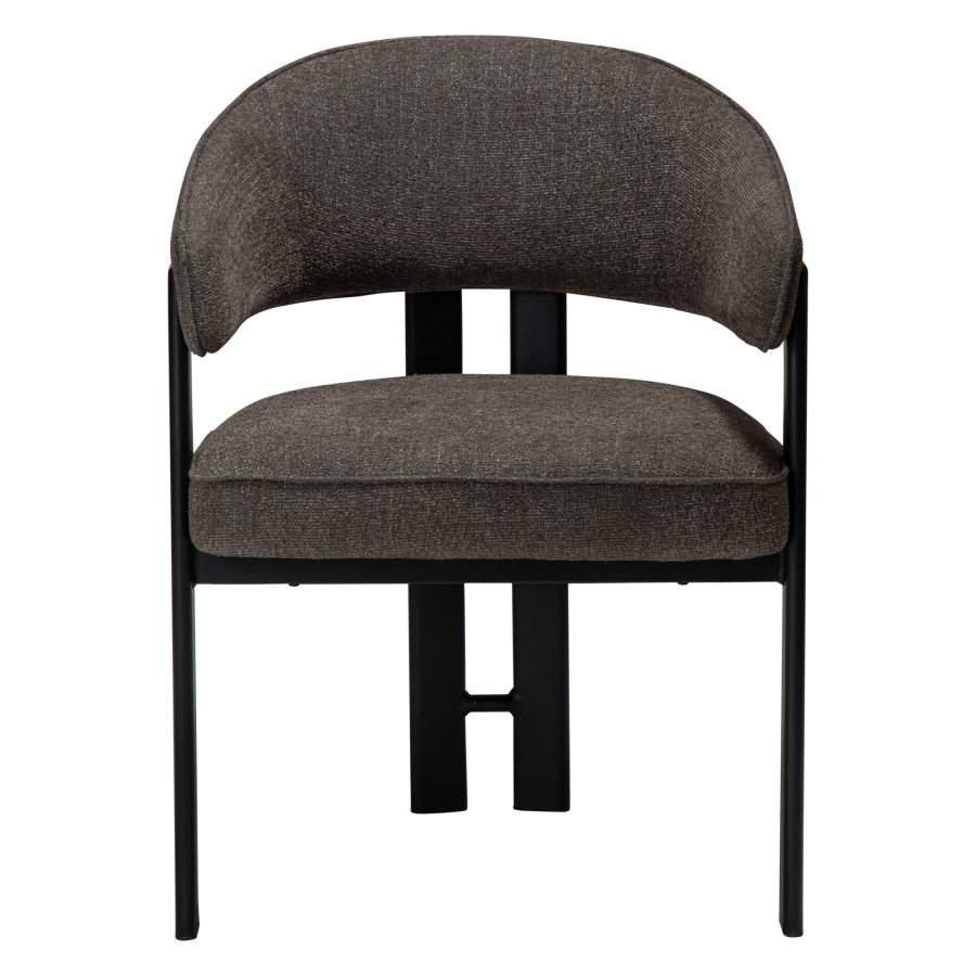 DAN-FORM Duct spisebordsstol, m. arml�n - major brun boucl� stof og sort metal