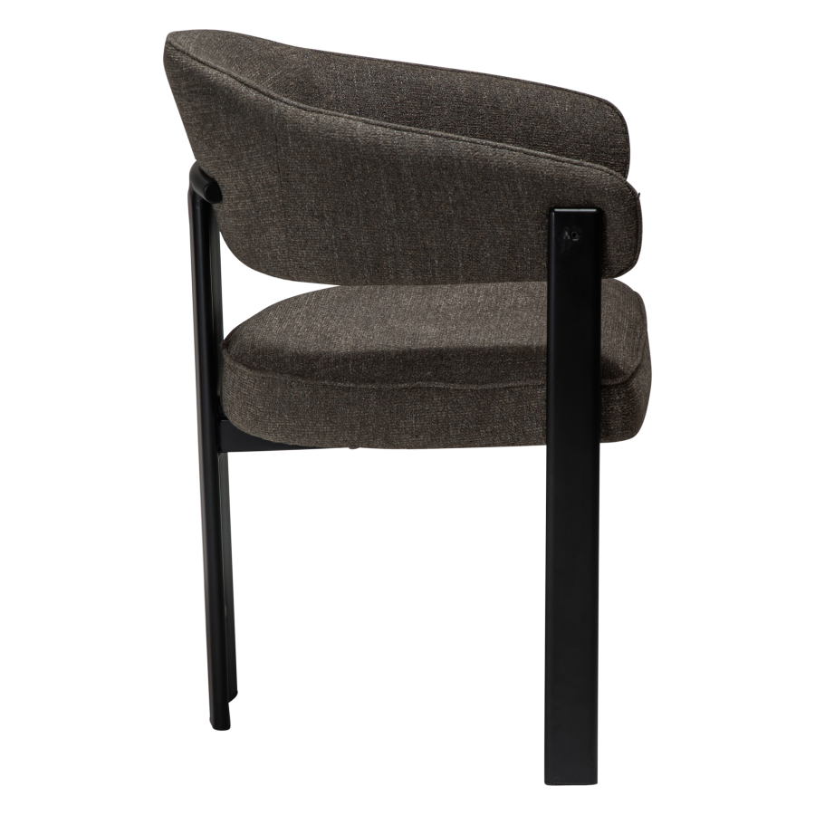 DAN-FORM Duct spisebordsstol, m. arml�n - major brun boucl� stof og sort metal