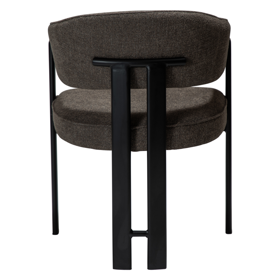 DAN-FORM Duct spisebordsstol, m. arml�n - major brun boucl� stof og sort metal