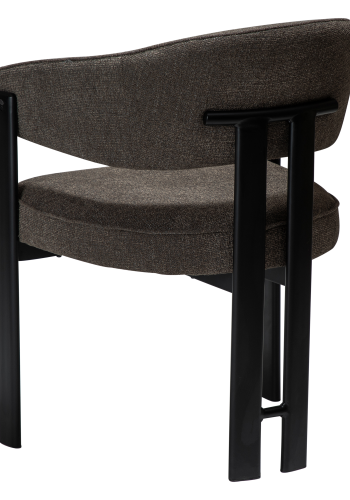 DAN-FORM Duct spisebordsstol, m. arml�n - major brun boucl� stof og sort metal