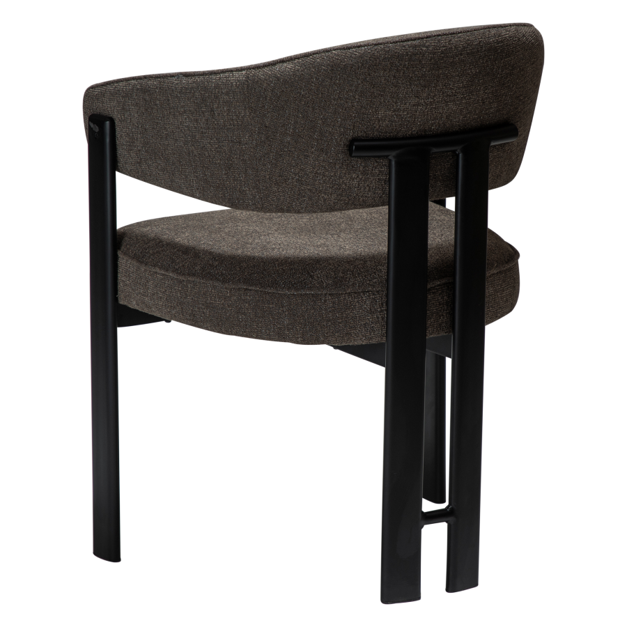 DAN-FORM Duct spisebordsstol, m. arml�n - major brun boucl� stof og sort metal