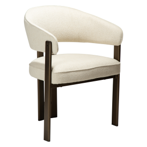 DAN-FORM Duct spisebordsstol, m. arml�n - beige boucl� stof og antik messing metal