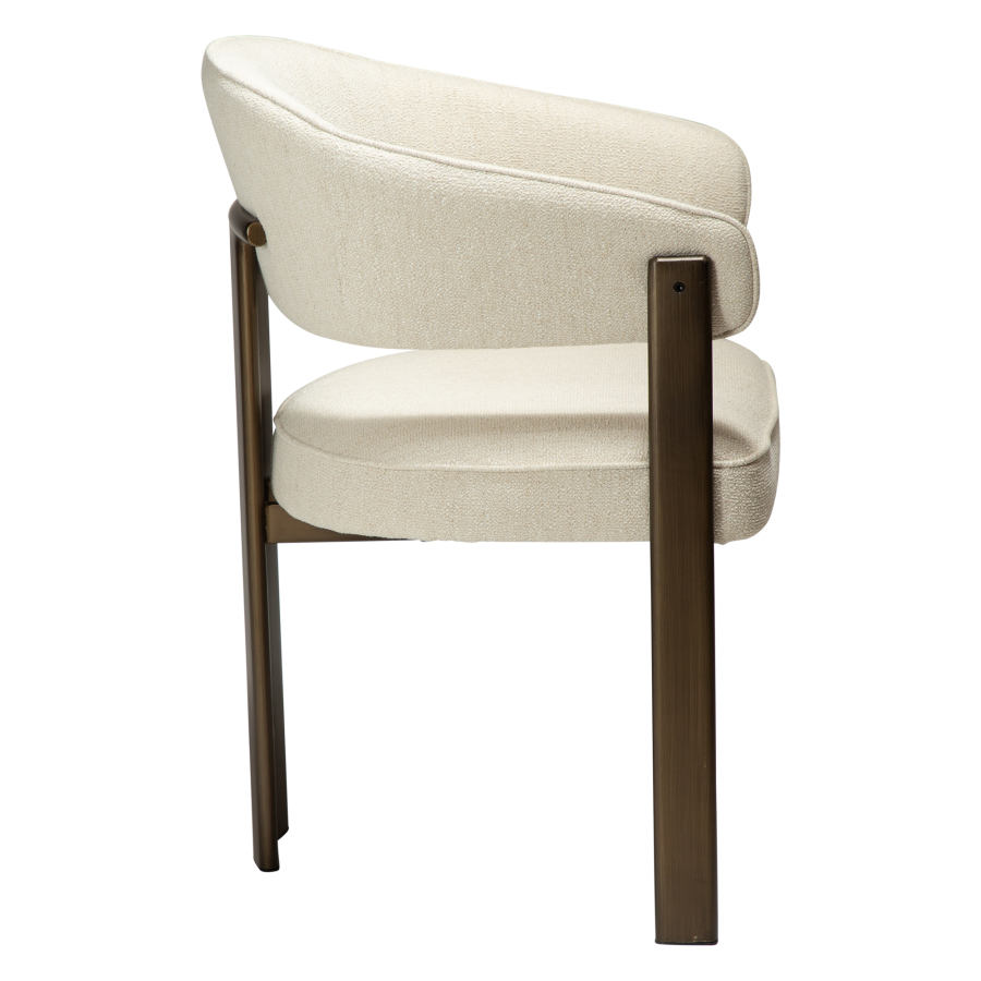 DAN-FORM Duct spisebordsstol, m. arml�n - beige boucl� stof og antik messing metal