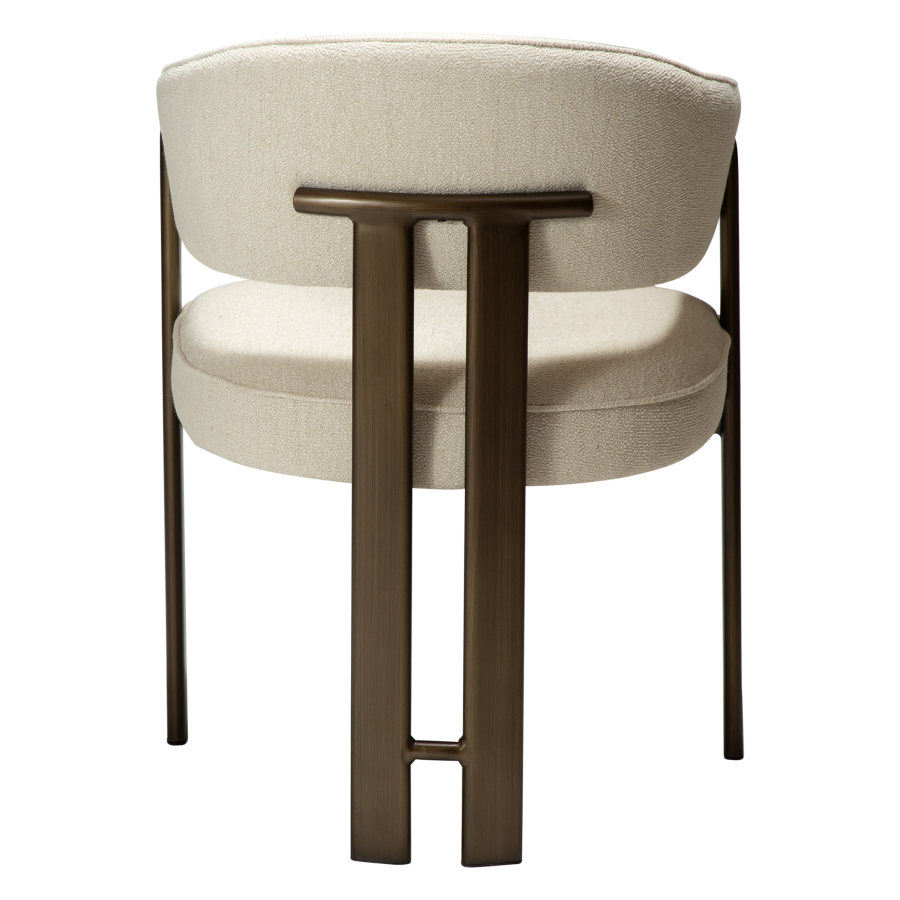 DAN-FORM Duct spisebordsstol, m. arml�n - beige boucl� stof og antik messing metal