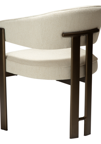 DAN-FORM Duct spisebordsstol, m. arml�n - beige boucl� stof og antik messing metal