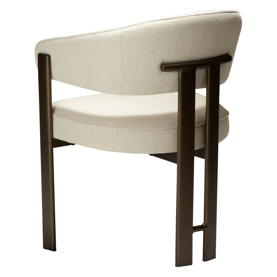 DAN-FORM Duct spisebordsstol, m. arml�n - beige boucl� stof og antik messing metal