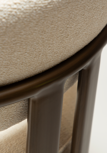 DAN-FORM Duct spisebordsstol, m. arml�n - beige boucl� stof og antik messing metal