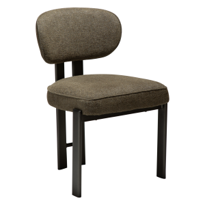 DAN-FORM Duct spisebordsstol - m�rk olivengr�n boucl� stof og antik tin metal