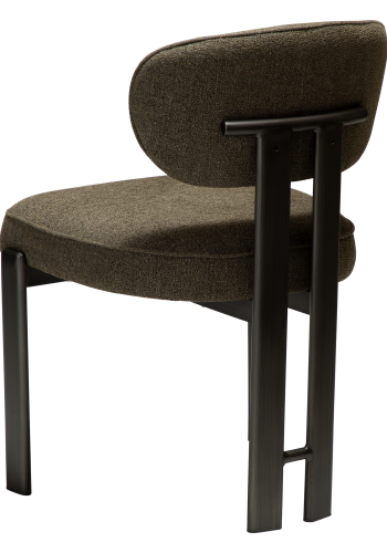 DAN-FORM Duct spisebordsstol - m�rk olivengr�n boucl� stof og antik tin metal