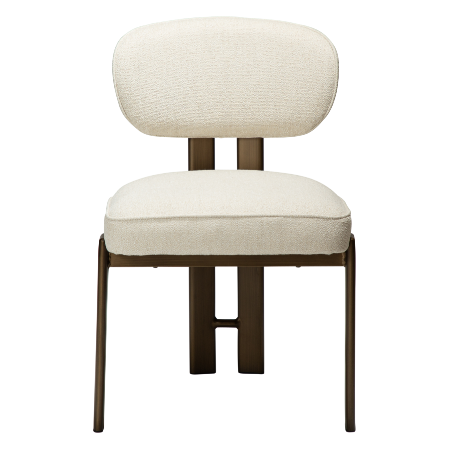 DAN-FORM Duct spisebordsstol - beige boucl� stof og antik messing metal