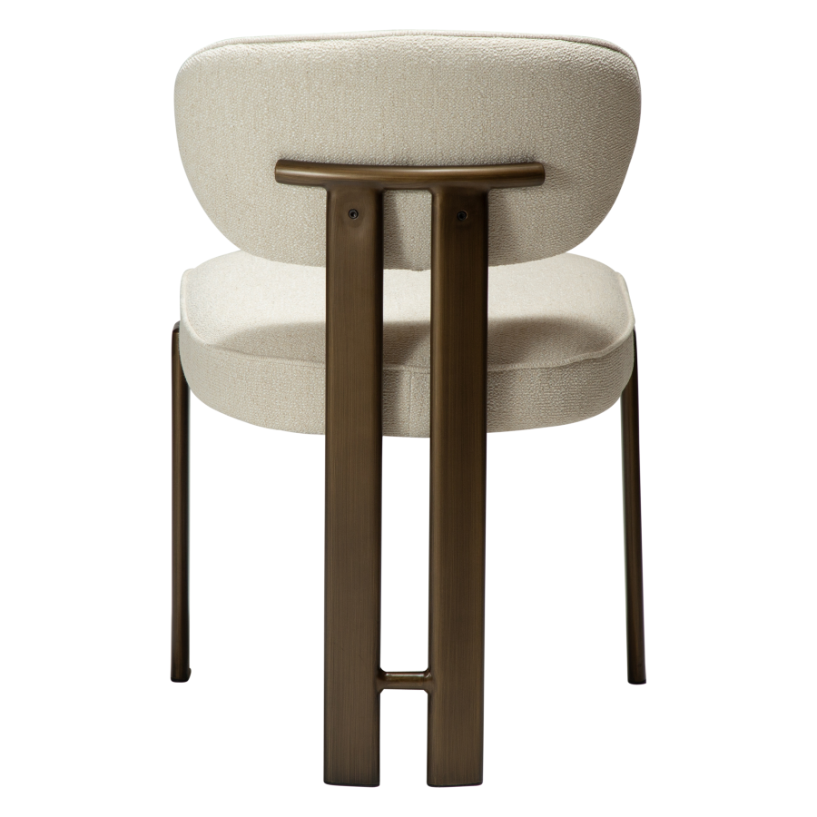 DAN-FORM Duct spisebordsstol - beige boucl� stof og antik messing metal