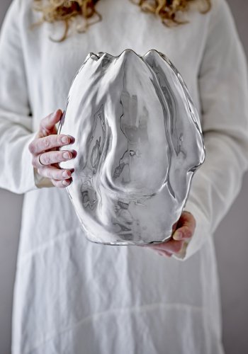 BLOOMINGVILLE Bobby Vase, Silber, Steingut (T23,5xH29 cm)