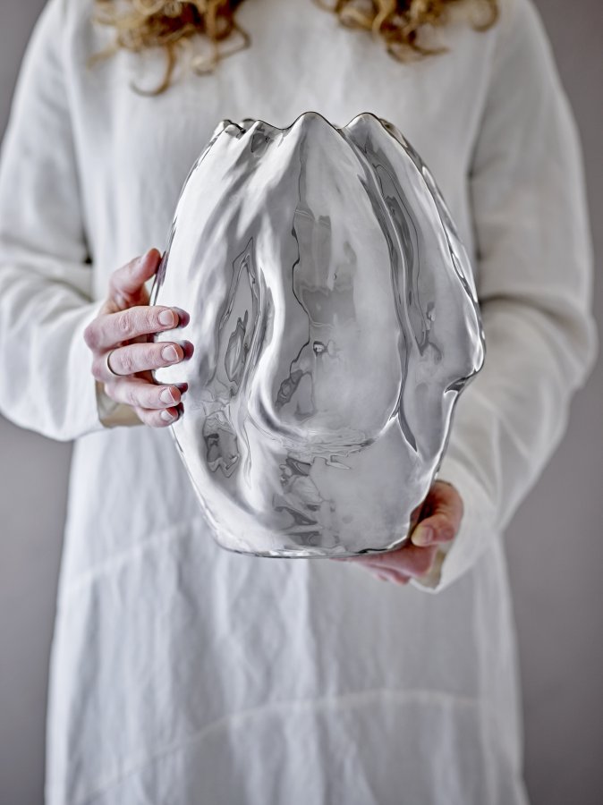 BLOOMINGVILLE Bobby Vase, Silber, Steingut (T23,5xH29 cm)