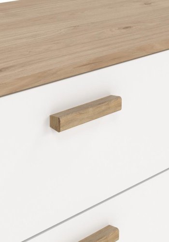 TVILUM Ikast Sk�nk 4 l�ger + 1 skuffe, Jackson Hickory/Hvid, 195,7 x 39,1 x 73 cm