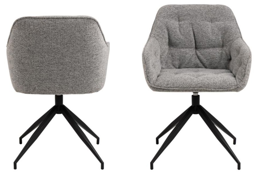 ACT NORDIC Brooke spisebordsstol, m armlener, svingfunksjon, sm - grtt stoff og sort stl