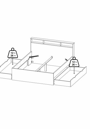 TVILUM Ikast Bett mit 2 Schubladen 160x200, Jackson Hickory / Weiß, 169,8 x 216 x 96,8 cm