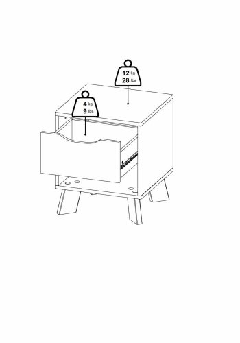 TVILUM Ikast Nachttisch 1 Schublade, Jackson Hickory / Weiß, 40,2 x 39,8 x 47,4 cm