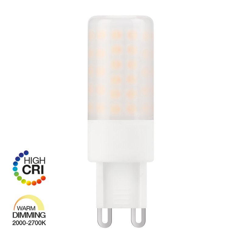 LED p�re G9 WarmDimm - 4,8W, 350lm, CRI90, 2000-2700K, d�mpbar