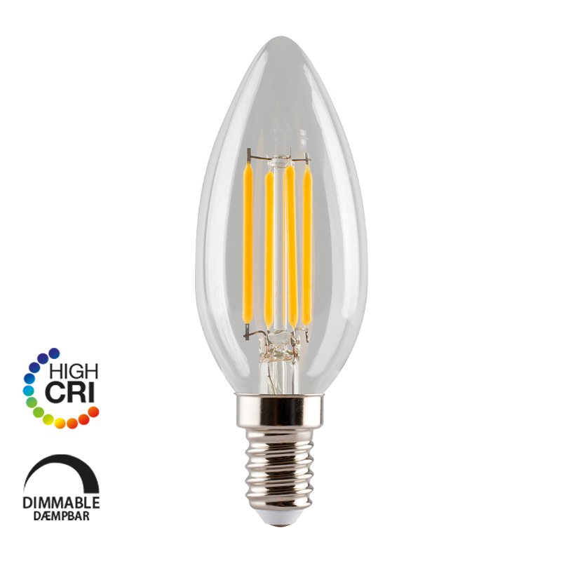 E3LIGHT LED Proxima B35 - E14, 4W, 470lm, 2700K, Dimmbar, Klar, CRI90