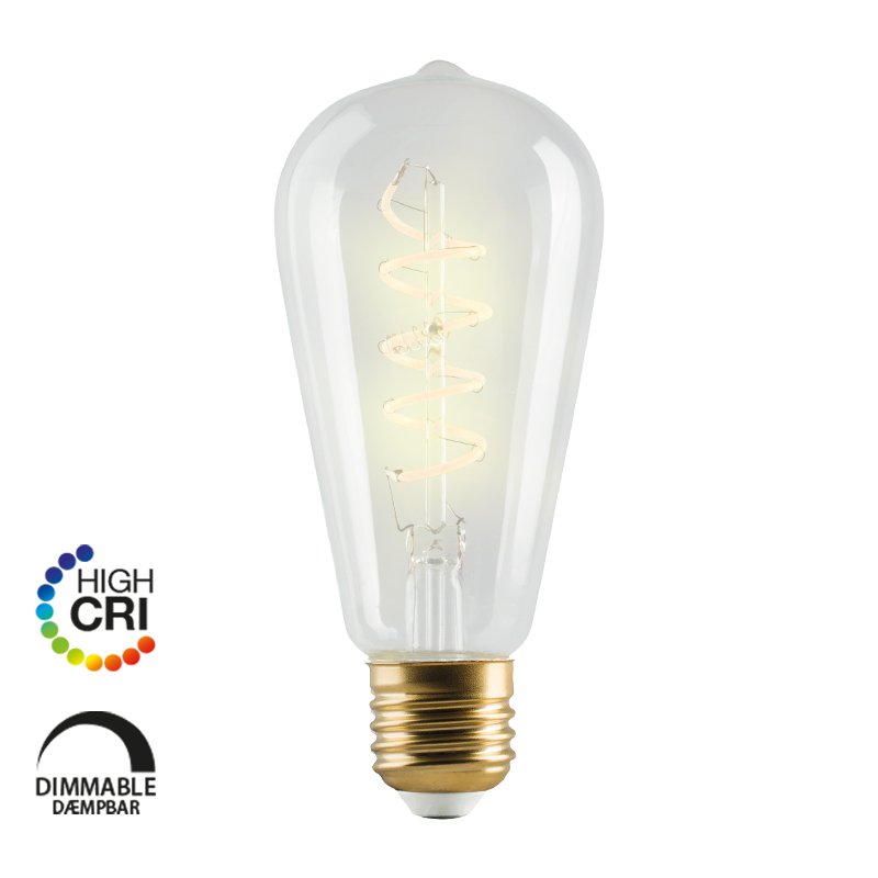 E3LIGHT LED Vintage ST64 E27 Spiral - Dimbar, 4W, 180lm, Klar