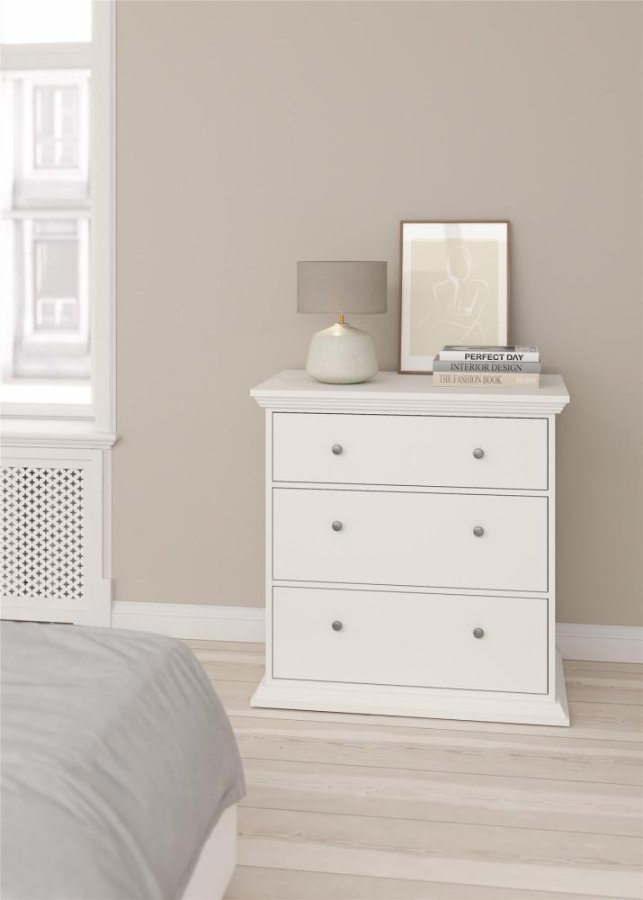 TVILUM North Kommode med 3 skuffer, Hvid, 86,3 x 51,6 x 88,2 cm