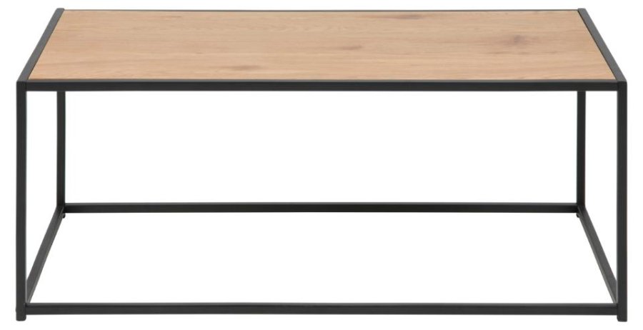 ACT NORDIC Seaford Couchtisch, rechteckig – natürliches Wildeichenpapier und schwarzer Stahl (100x50)