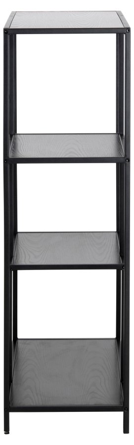 ACT NORDIC Seaford bogreol, m. 3 hylder - sort ask melamin og sort stl