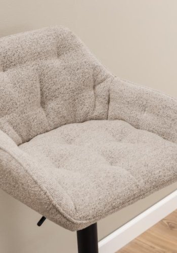 ACT NORDIC Brooke barstol, m. rygln, armln, fodsttte, drejefunktion - beige stof og sort stl