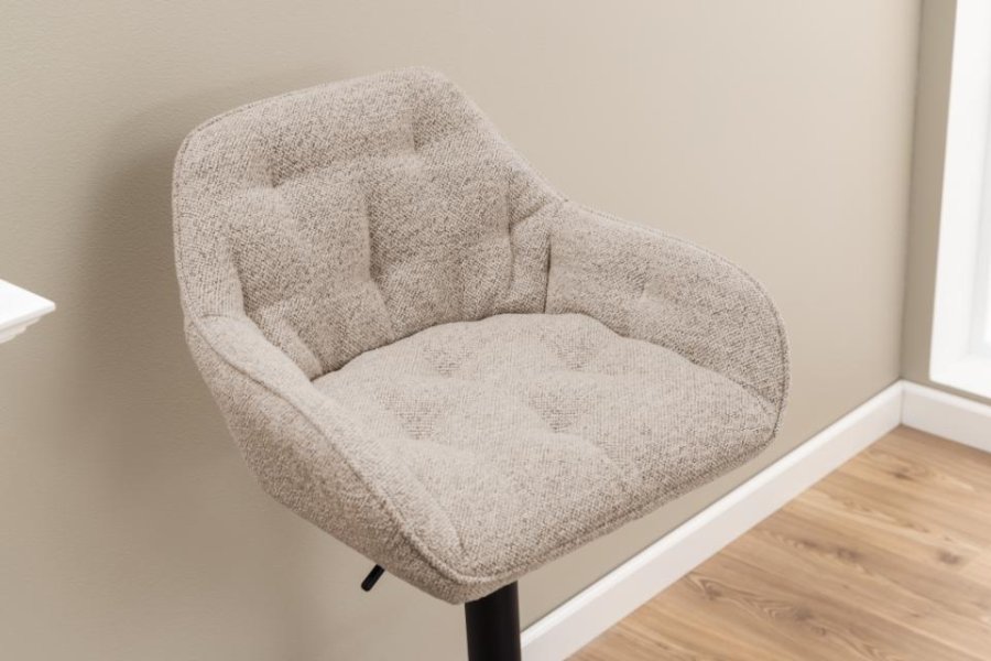 ACT NORDIC Brooke barstol, m. rygln, armln, fodsttte, drejefunktion - beige stof og sort stl