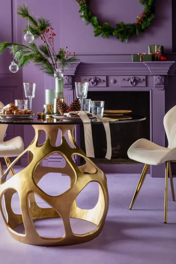 KARE DESIGN Volcano Gold spisebord, rund - rgfarvet glas og guld aluminium (120)