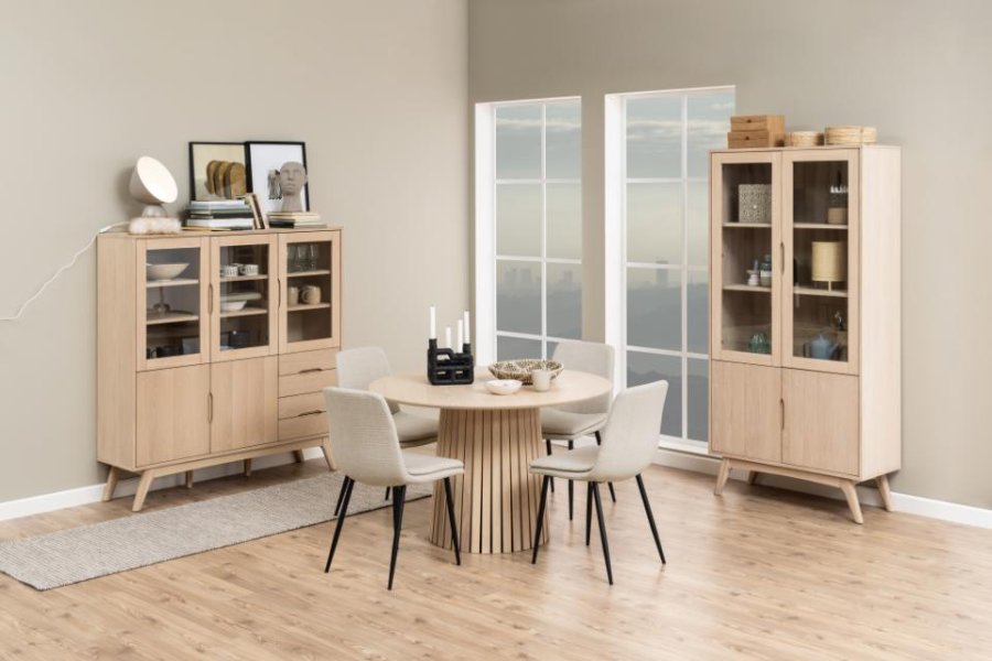 ACT NORDIC Becca spisebordsstol - beige stof og sort stl