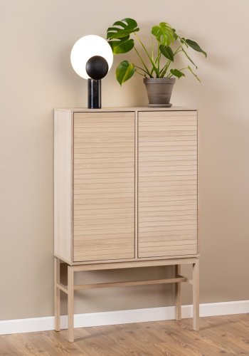 ACT NORDIC Linley skab, m. 3 lger med lamel og 4 hylder - hvidpigmenteret egefinér og eg